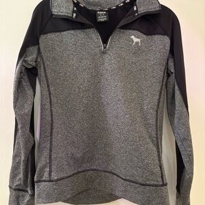 Victoria’s Secret Gray and Black Quarter-Zip Pullover